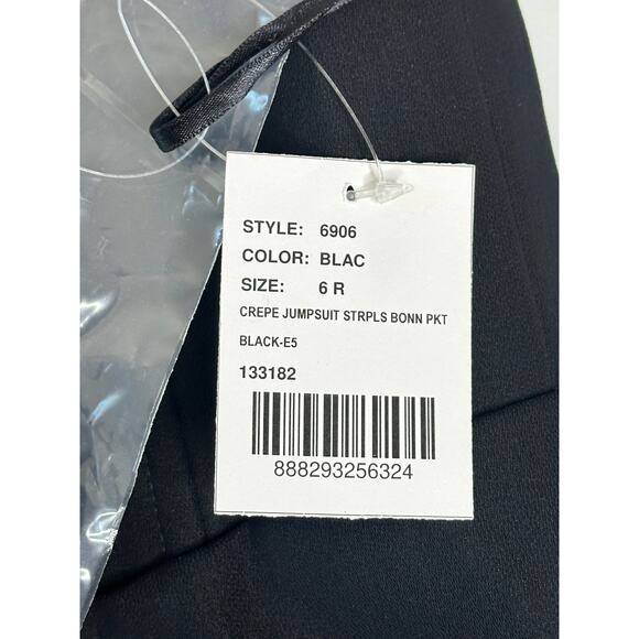 Dessy Collection NWT Black Strapless Cat-Eye Corset Crepe Jumpsuit Formal 6 - Picture 6 of 14